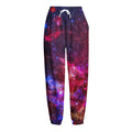 Red Purple Nebula Galaxy Space Print Fleece Lined Knit Pants