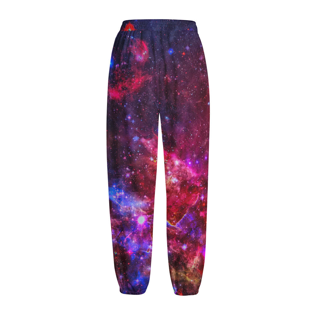 Red Purple Nebula Galaxy Space Print Fleece Lined Knit Pants