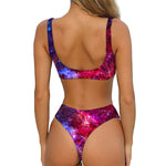 Red Purple Nebula Galaxy Space Print Front Bow Tie Bikini