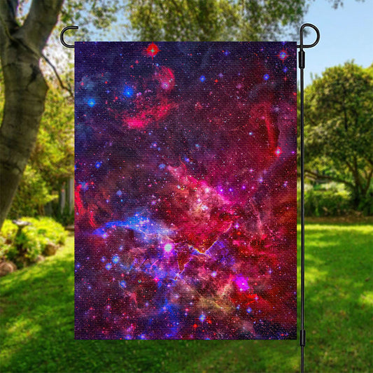 Red Purple Nebula Galaxy Space Print Garden Flag
