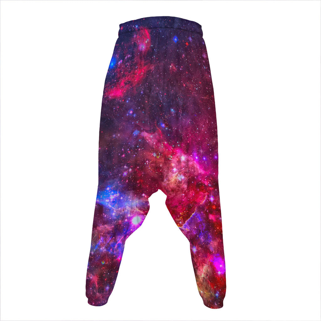 Red Purple Nebula Galaxy Space Print Hammer Pants