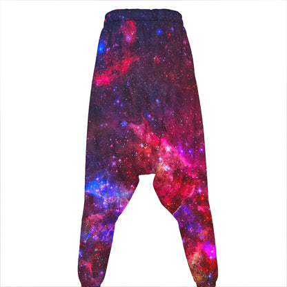 Red Purple Nebula Galaxy Space Print Hammer Pants
