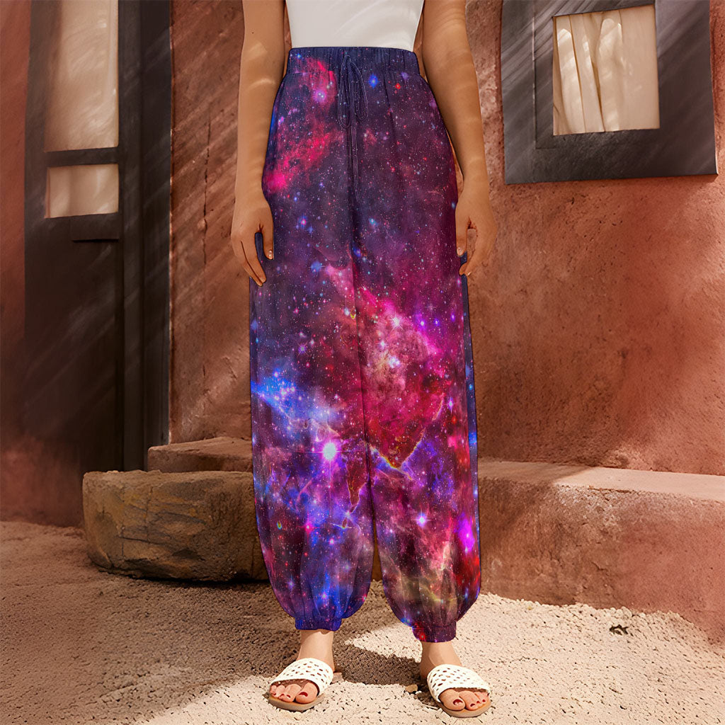 Red Purple Nebula Galaxy Space Print Harem Pants