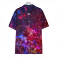 Red Purple Nebula Galaxy Space Print Hawaiian Shirt