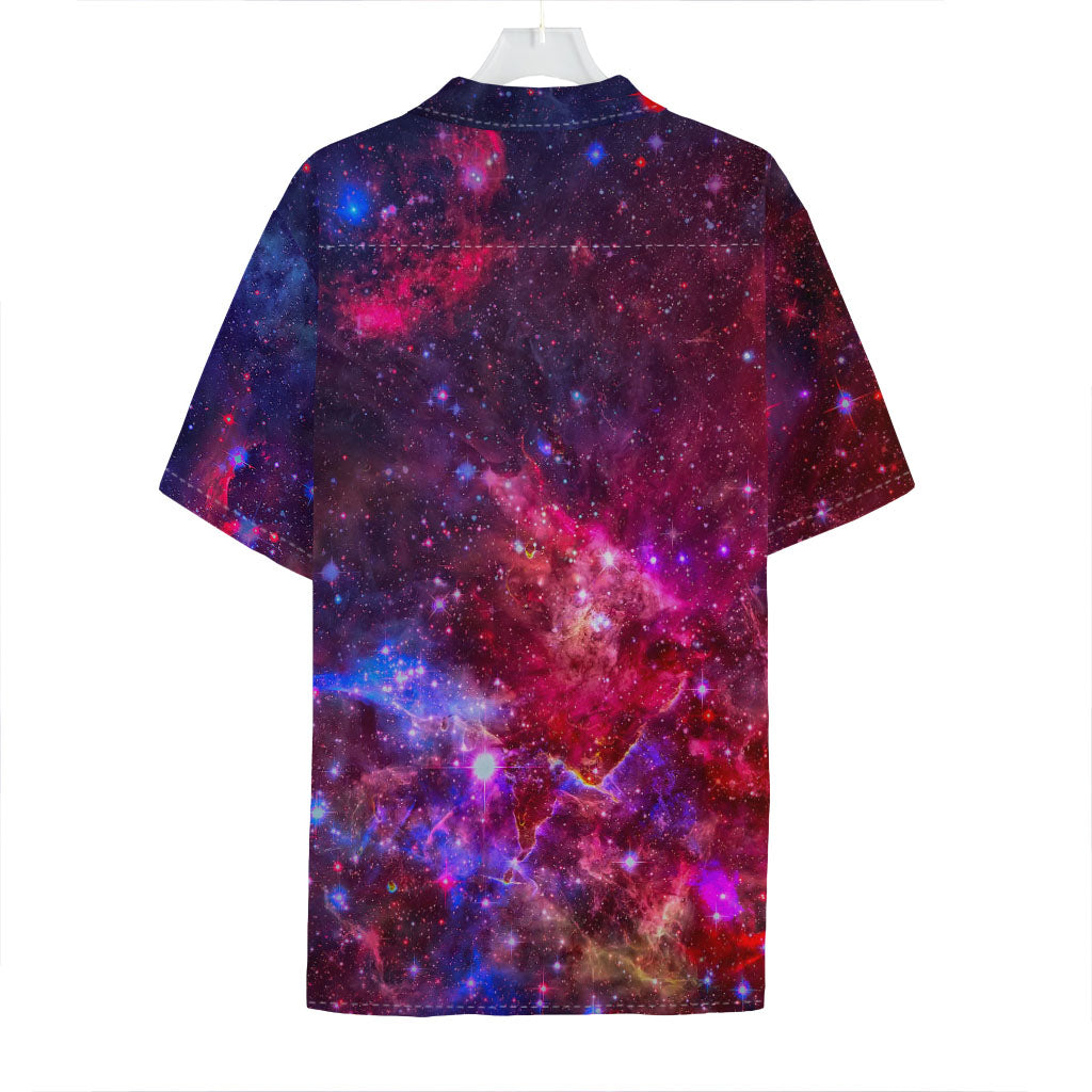 Red Purple Nebula Galaxy Space Print Hawaiian Shirt