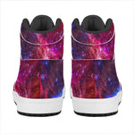 Red Purple Nebula Galaxy Space Print High Top Leather Sneakers