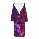 Red Purple Nebula Galaxy Space Print Hooded Bathrobe