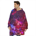 Red Purple Nebula Galaxy Space Print Hoodie Blanket
