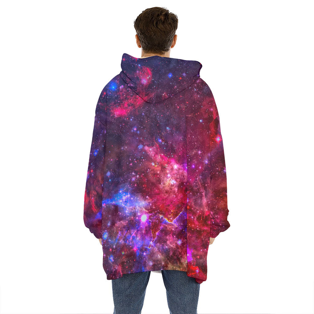 Red Purple Nebula Galaxy Space Print Hoodie Blanket