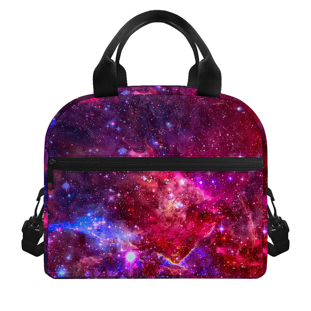 Red Purple Nebula Galaxy Space Print Insulated Lunch Bag