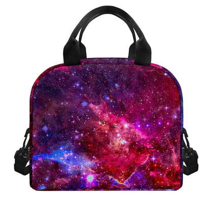 Red Purple Nebula Galaxy Space Print Insulated Lunch Bag
