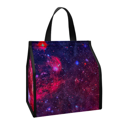 Red Purple Nebula Galaxy Space Print Insulated Lunch Tote