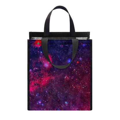 Red Purple Nebula Galaxy Space Print Insulated Lunch Tote