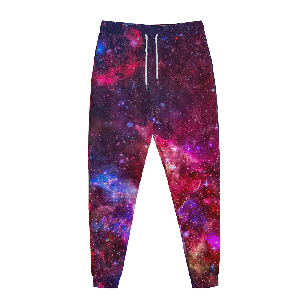 Red Purple Nebula Galaxy Space Print Jogger Pants