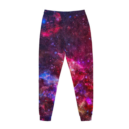 Red Purple Nebula Galaxy Space Print Jogger Pants