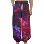 Red Purple Nebula Galaxy Space Print Lantern Pants