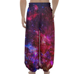 Red Purple Nebula Galaxy Space Print Lantern Pants