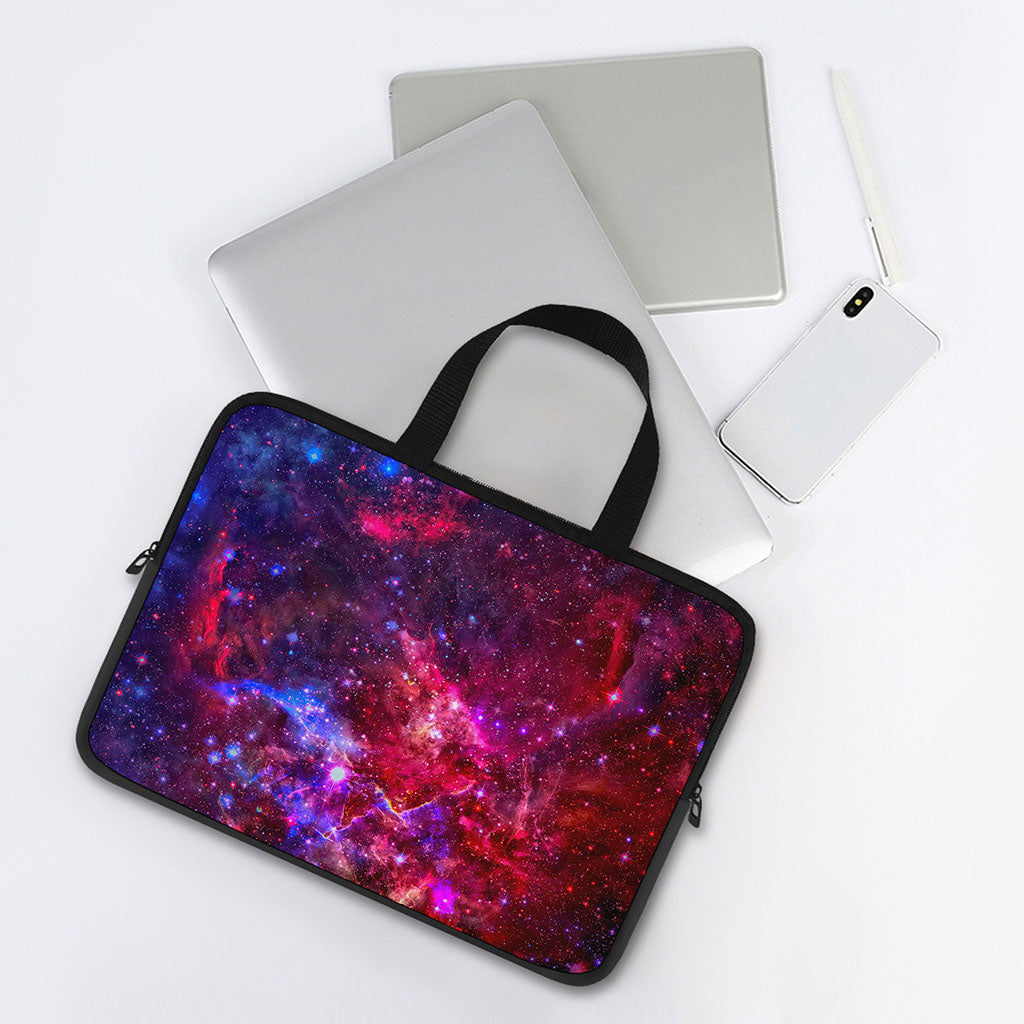 Red Purple Nebula Galaxy Space Print Laptop Sleeve With Handle