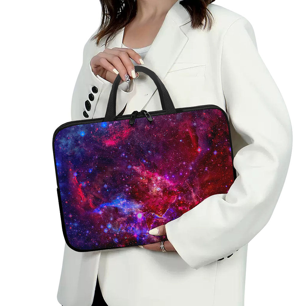 Red Purple Nebula Galaxy Space Print Laptop Sleeve With Handle