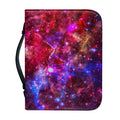 Red Purple Nebula Galaxy Space Print Leather Bible Cover