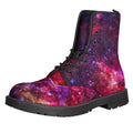 Red Purple Nebula Galaxy Space Print Lace-Up Boots