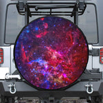 Red Purple Nebula Galaxy Space Print Leather Spare Tire Cover