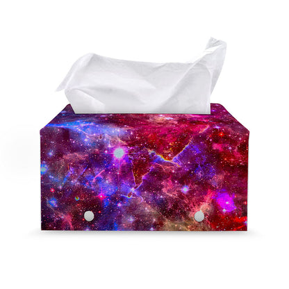 Red Purple Nebula Galaxy Space Print Leather Tissue Box Cover