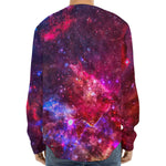 Red Purple Nebula Galaxy Space Print Long Sleeve Baseball Jersey