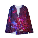Red Purple Nebula Galaxy Space Print Long Sleeve Short Coat