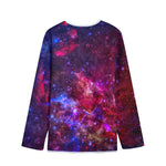 Red Purple Nebula Galaxy Space Print Long Sleeve Short Coat