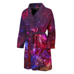 Red Purple Nebula Galaxy Space Print Men's Bathrobe