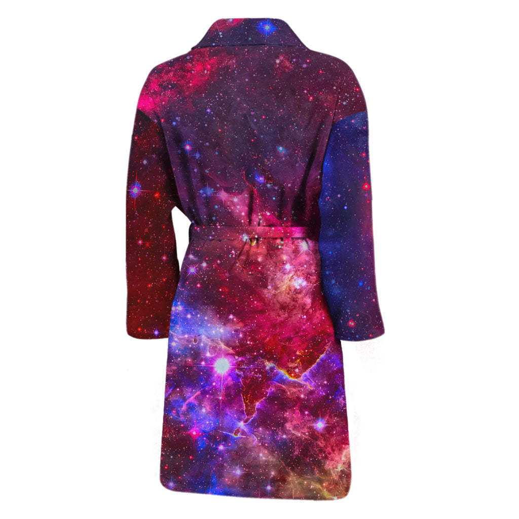 Red Purple Nebula Galaxy Space Print Men's Bathrobe