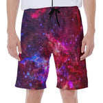 Red Purple Nebula Galaxy Space Print Men's Beach Shorts