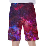 Red Purple Nebula Galaxy Space Print Men's Beach Shorts