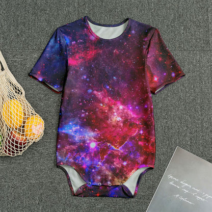 Red Purple Nebula Galaxy Space Print Men's Bodysuit