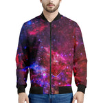 Red Purple Nebula Galaxy Space Print Men's Bomber Jacket