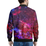 Red Purple Nebula Galaxy Space Print Men's Bomber Jacket