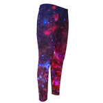 Red Purple Nebula Galaxy Space Print Men's Compression Pants