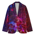 Red Purple Nebula Galaxy Space Print Men's Cotton Blazer