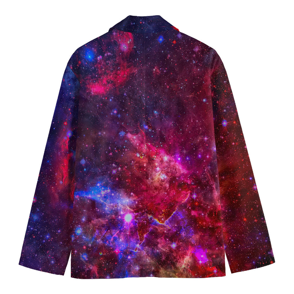 Red Purple Nebula Galaxy Space Print Men's Cotton Blazer