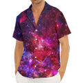 Red Purple Nebula Galaxy Space Print Men's Deep V-Neck Shirt