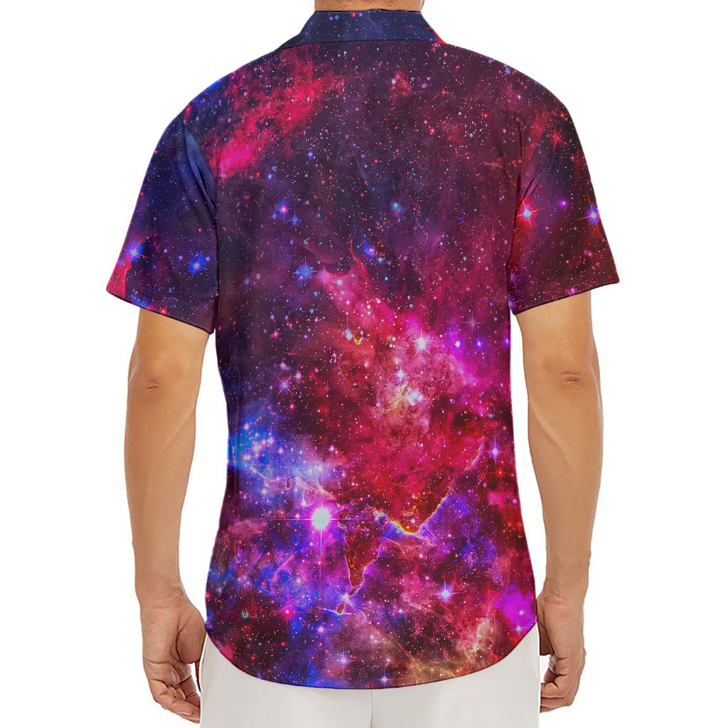 Red Purple Nebula Galaxy Space Print Men's Deep V-Neck Shirt