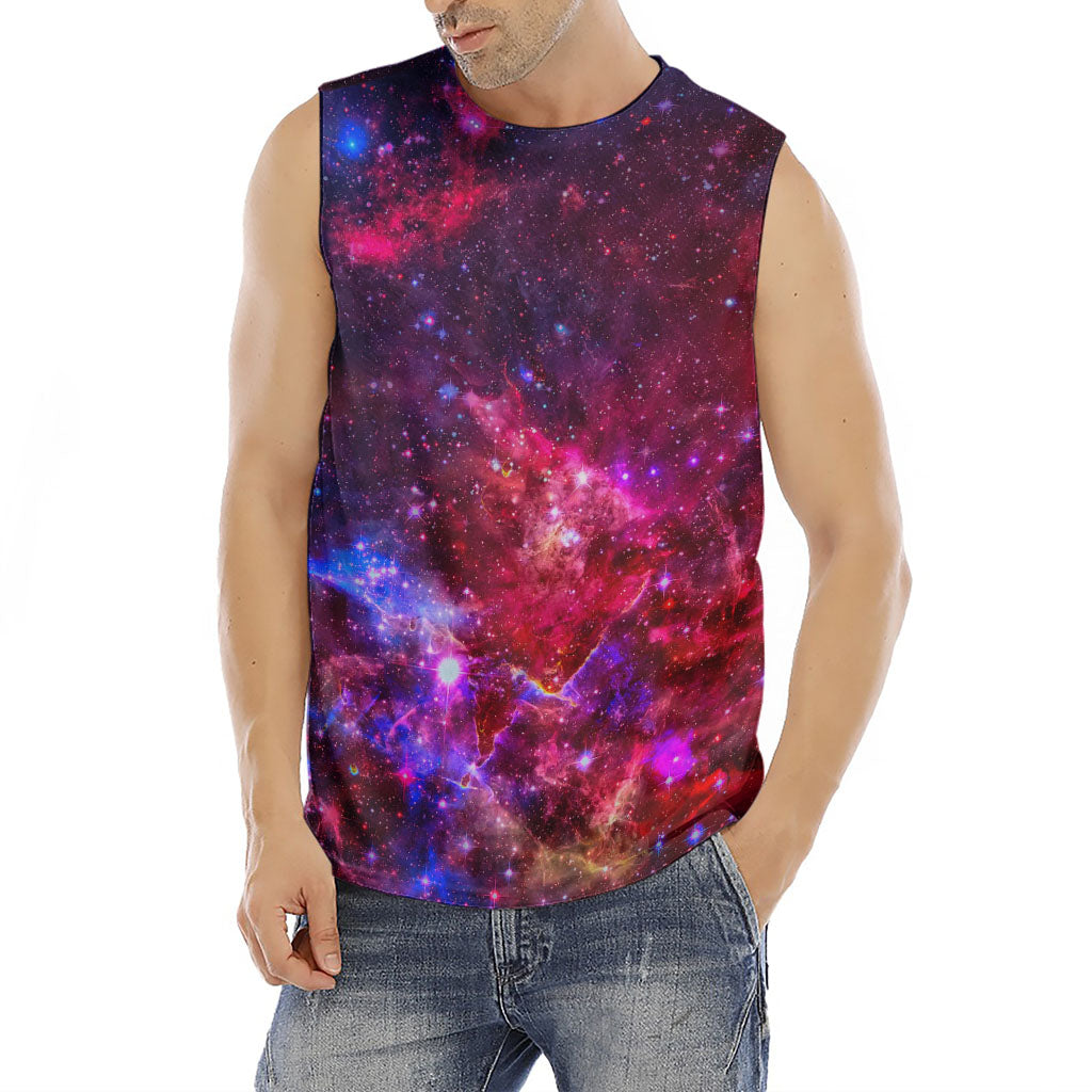 Red Purple Nebula Galaxy Space Print Men's Fitness Tank Top