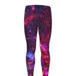 Red Purple Nebula Galaxy Space Print Men's leggings