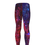 Red Purple Nebula Galaxy Space Print Men's leggings