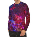 Red Purple Nebula Galaxy Space Print Men's Long Sleeve Rash Guard