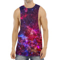 Red Purple Nebula Galaxy Space Print Men's Muscle Tank Top