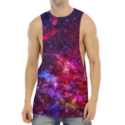 Red Purple Nebula Galaxy Space Print Men's Muscle Tank Top