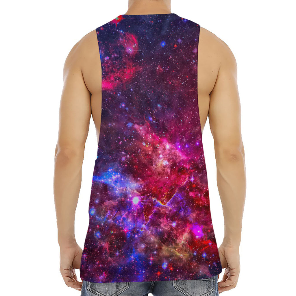 Red Purple Nebula Galaxy Space Print Men's Muscle Tank Top