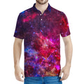 Red Purple Nebula Galaxy Space Print Men's Polo Shirt
